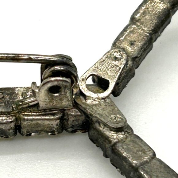 Vintage 1940s Broock Rhinestone Key To My Heart Pot Metal Brooch WWII Era - Picture 14 of 16